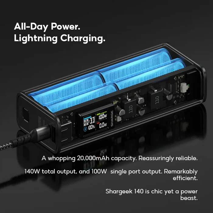 Shargeek 140W Powerbank Schwarz