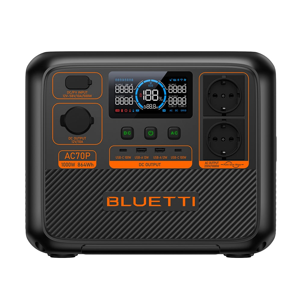 Bluetti AC70P Power Station (1000W / 864Wh) – Volted